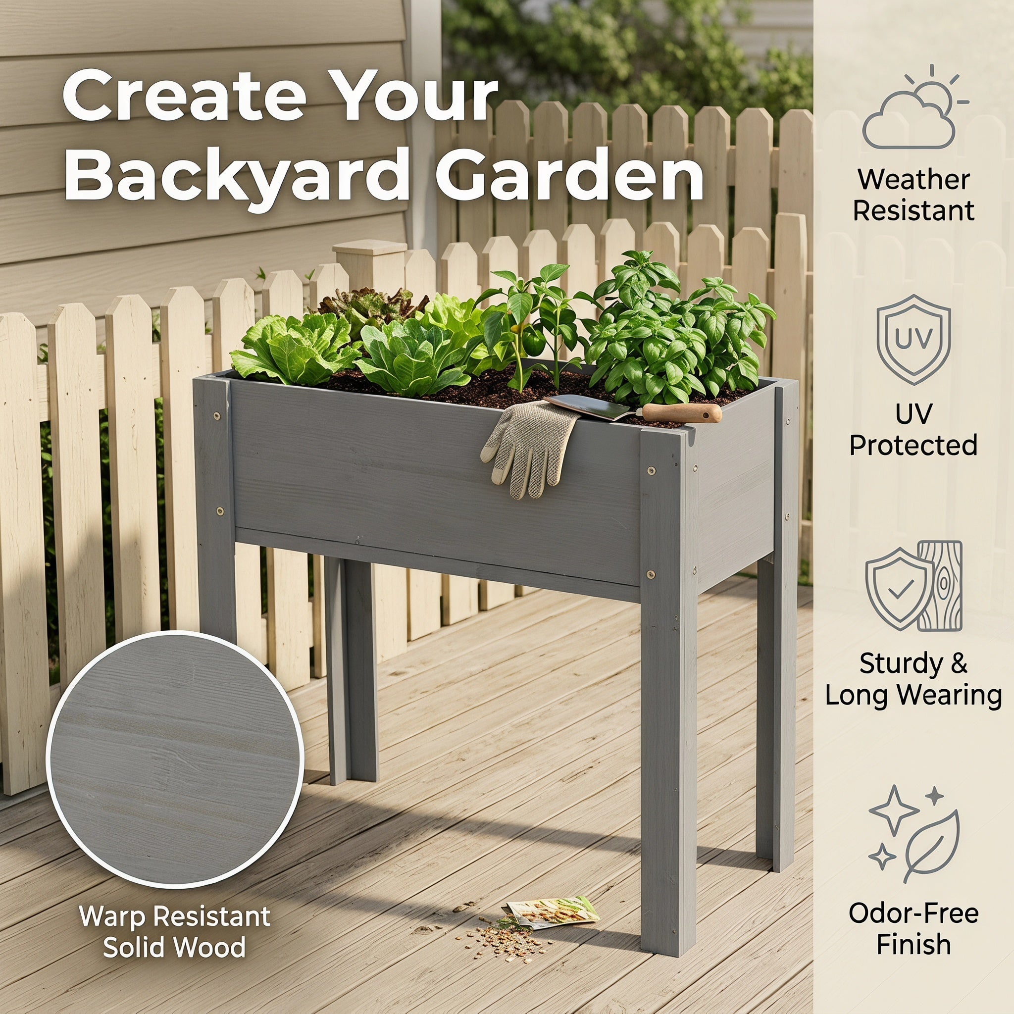 31x31x16 Inch Raised Garden Bed With Legs