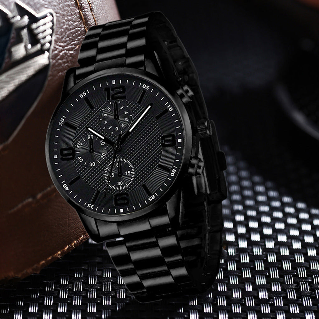 Three-Eye Digital Mens Watch Bracelet And Necklace Set