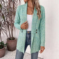 Casual Double-breasted Decorative Belt Cardigan Lazy Style Versatile Mid-length Sweater