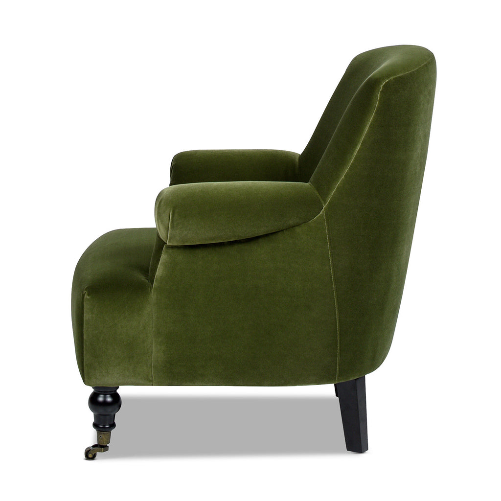 Eloise 30" Pleated Sock Arm Accent Armchair, Olive