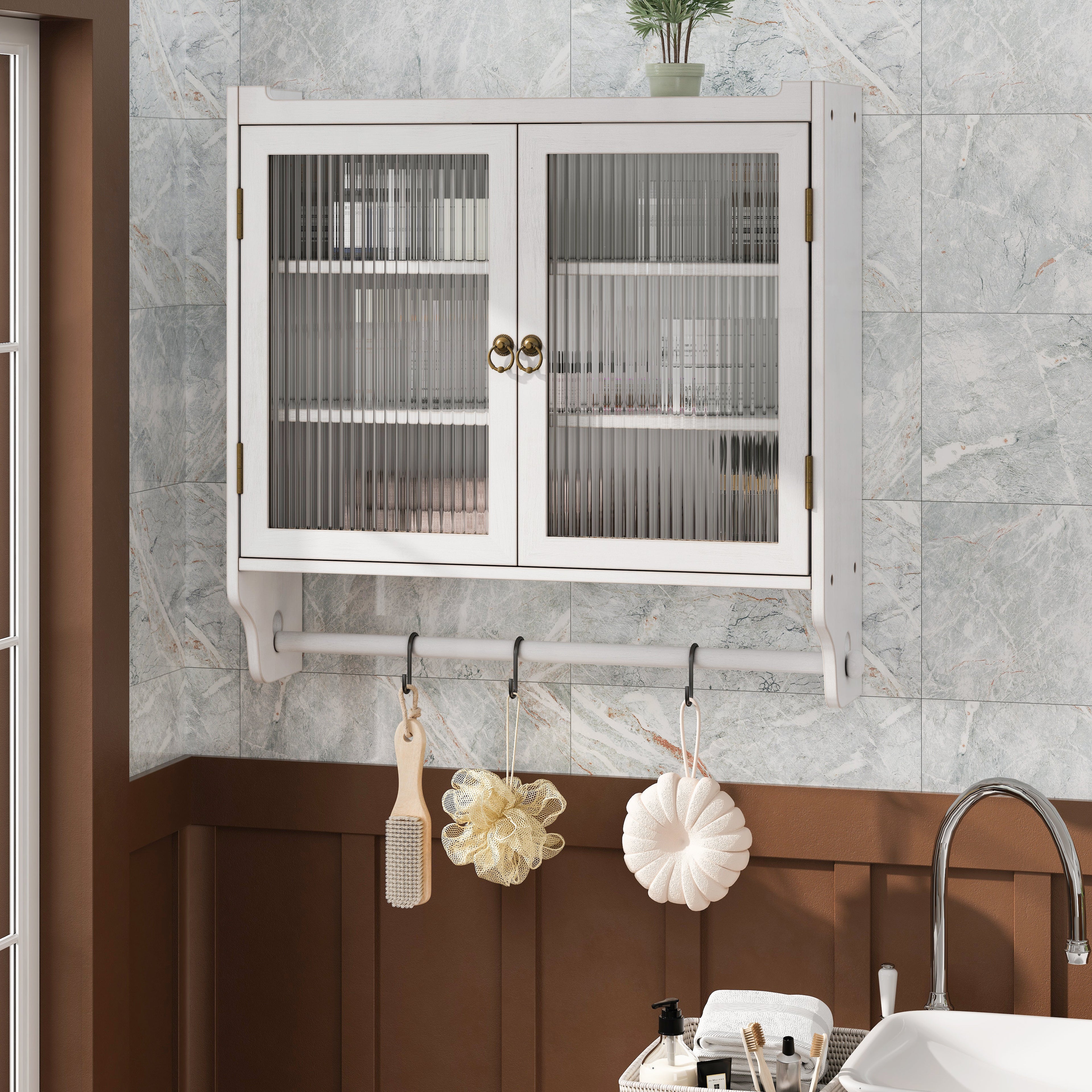 24.8" Vintage Double Door Wall Cabinet
