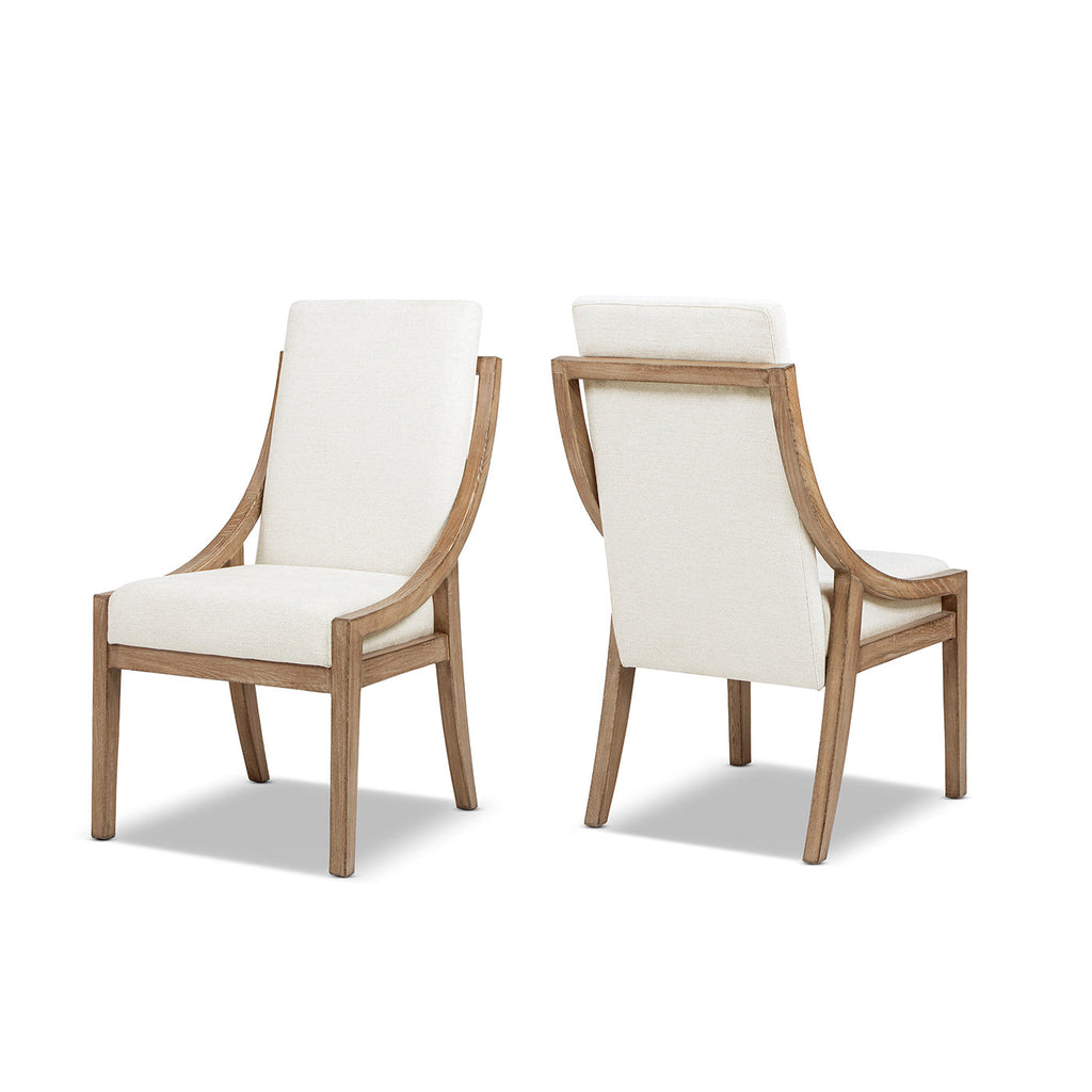 Lennox High-Back Upholstered Reclaimed Pine Wood Dining Chair Set