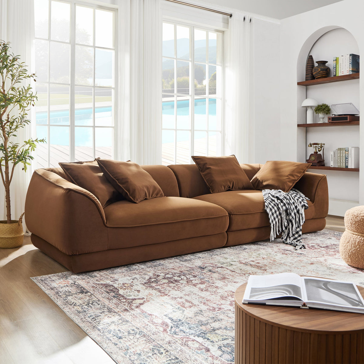 WKS16C Camel Sofa with Detachable Pillowcase