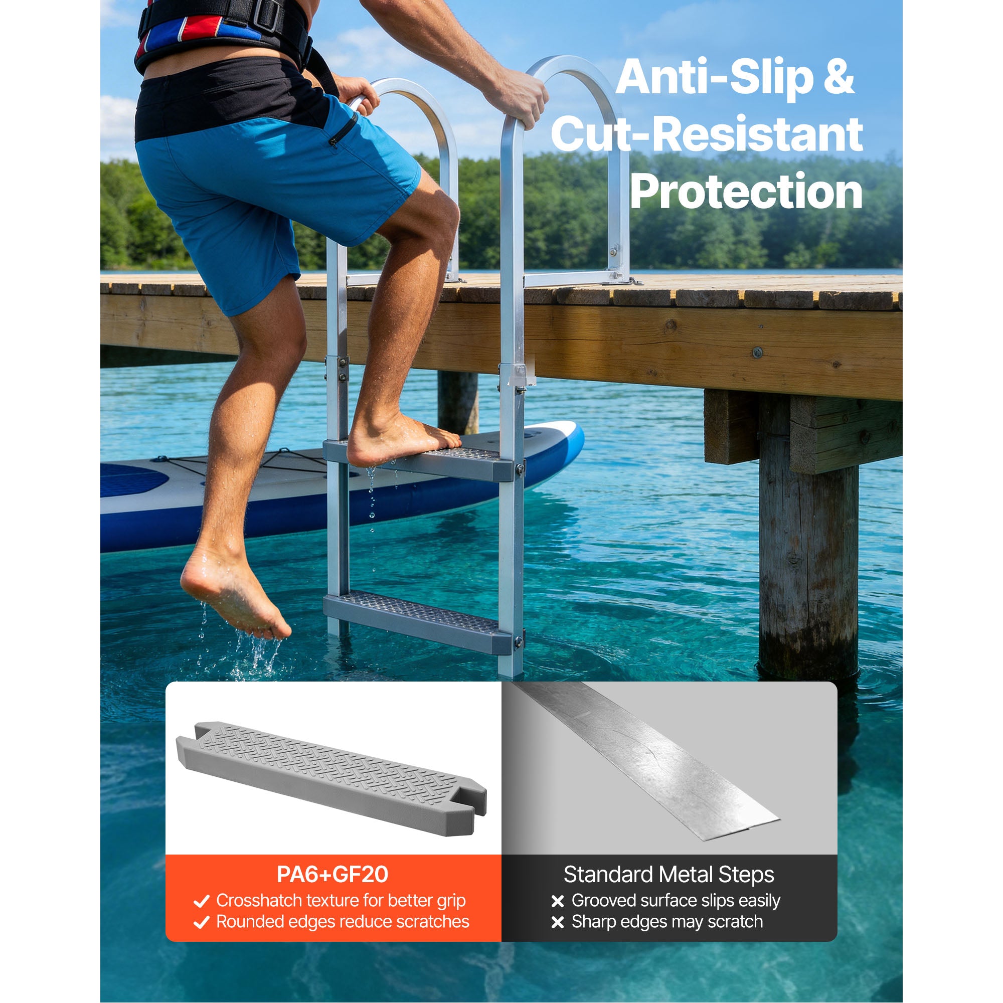 Removable Dock Ladder - 4 Steps for Boats and Pools