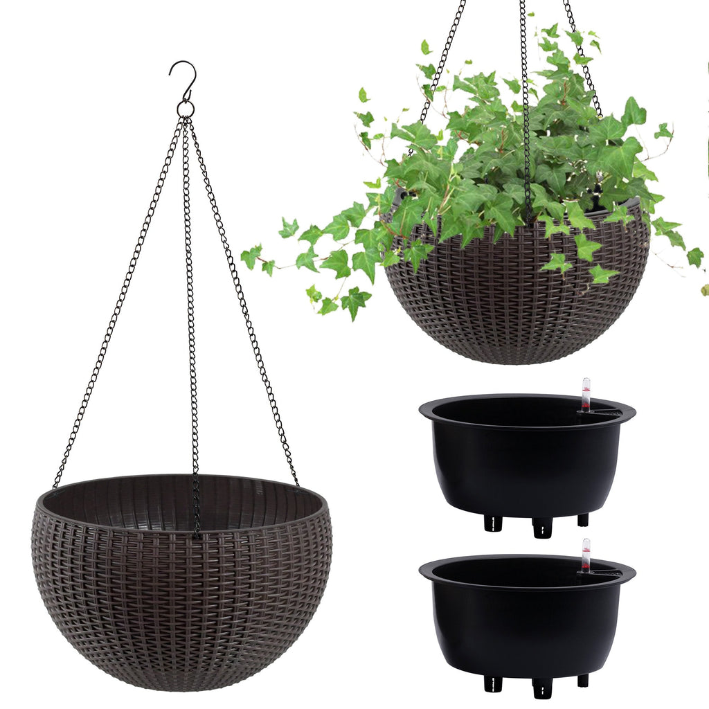 Self-Watering Hanging Rattan-Inspired Planter