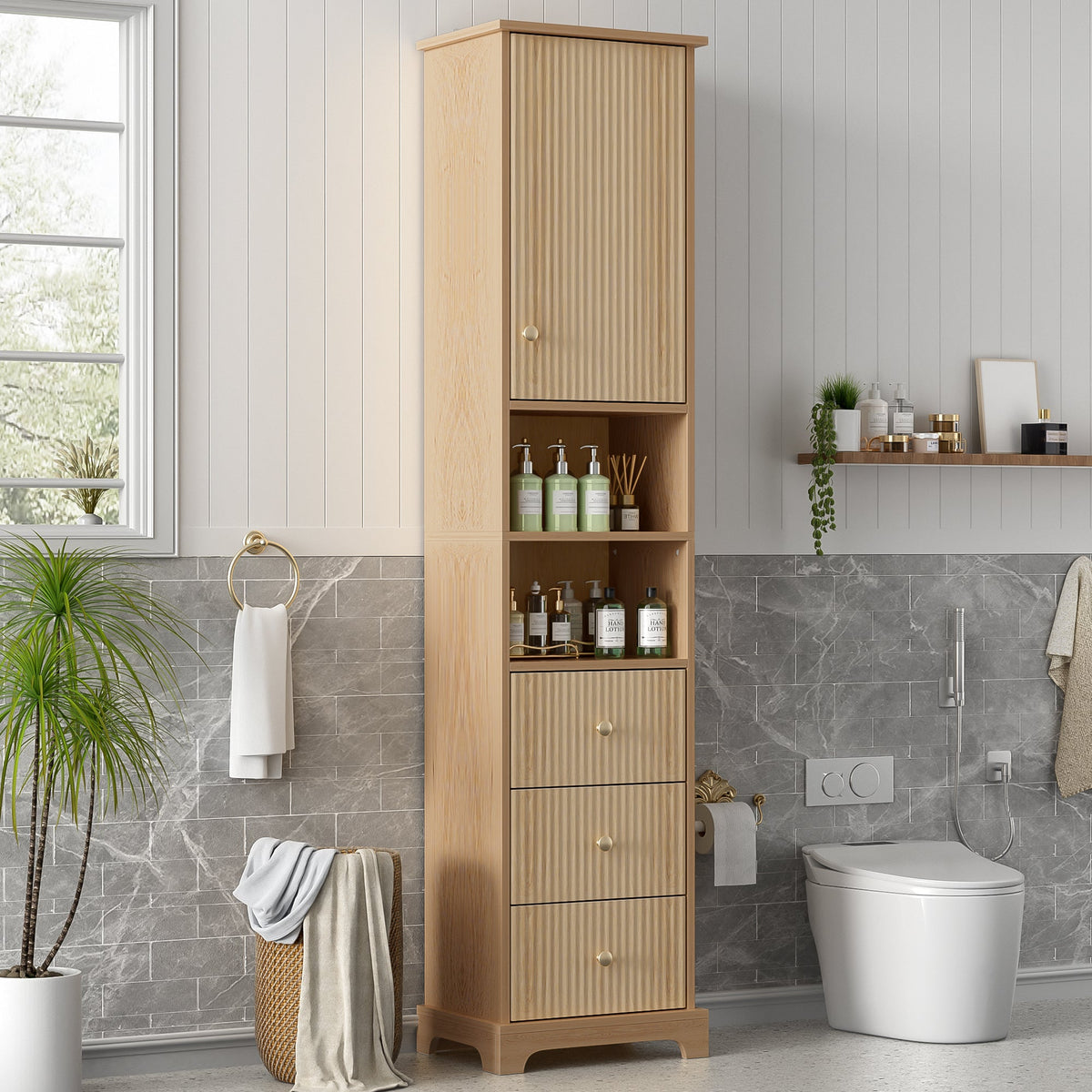 67.7" Tall Freestanding Bathroom Cabinet
