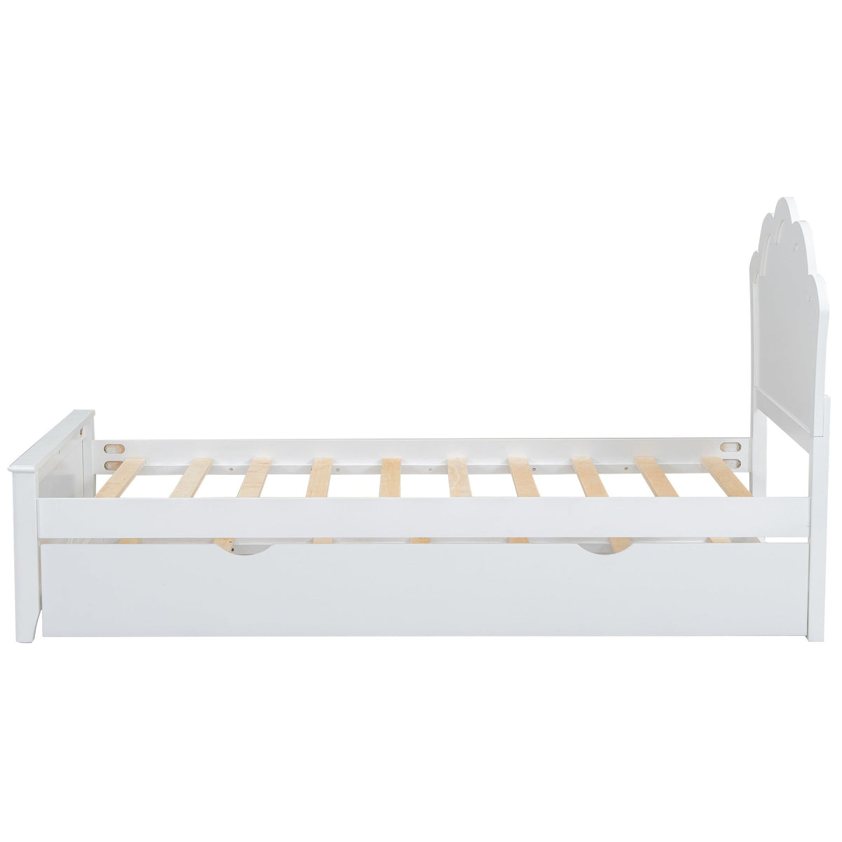 Twin Size Wood Platform Bed with Headboard and Twin Size Trundle
