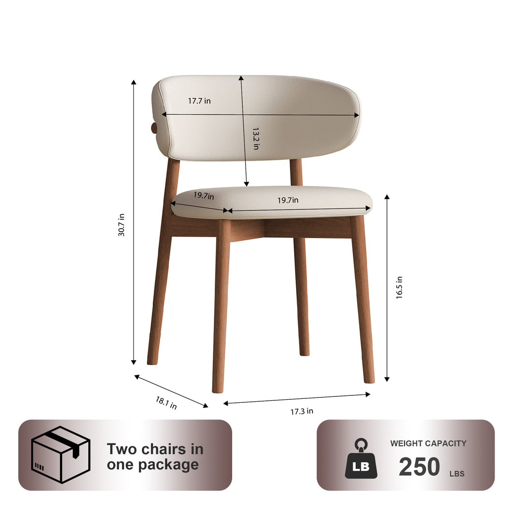 Mid-Century Modern Wood Feet Dining Chair Set of 2