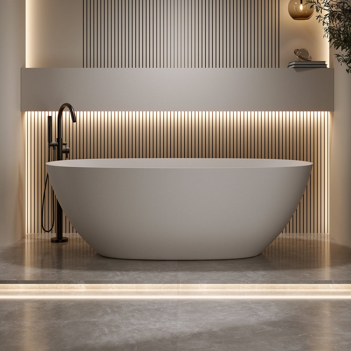 69'' Freestanding Bathtub Resin Stone Soaking Bathtub