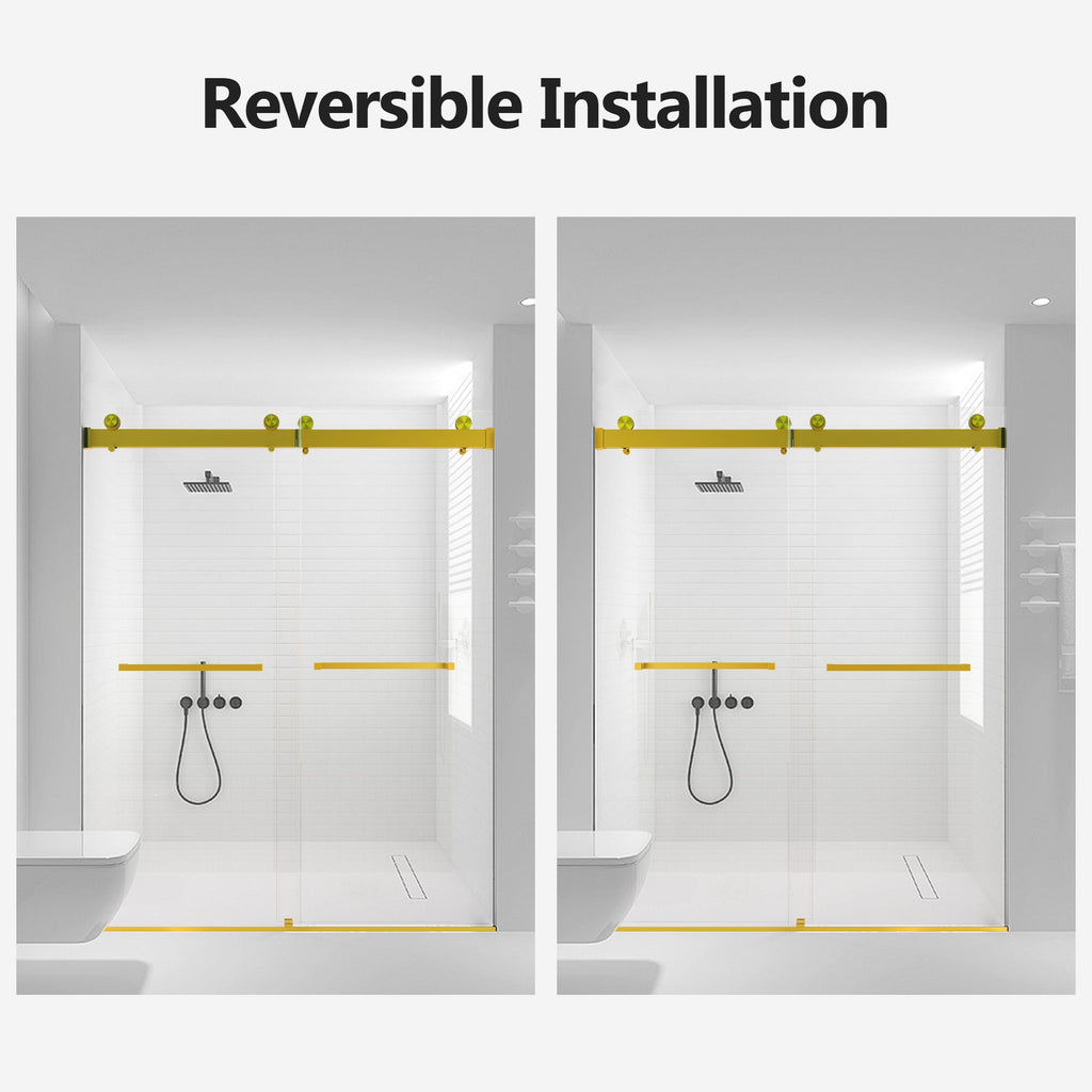 Frameless Double Sliding Soft-Close Shower Door in Brushed