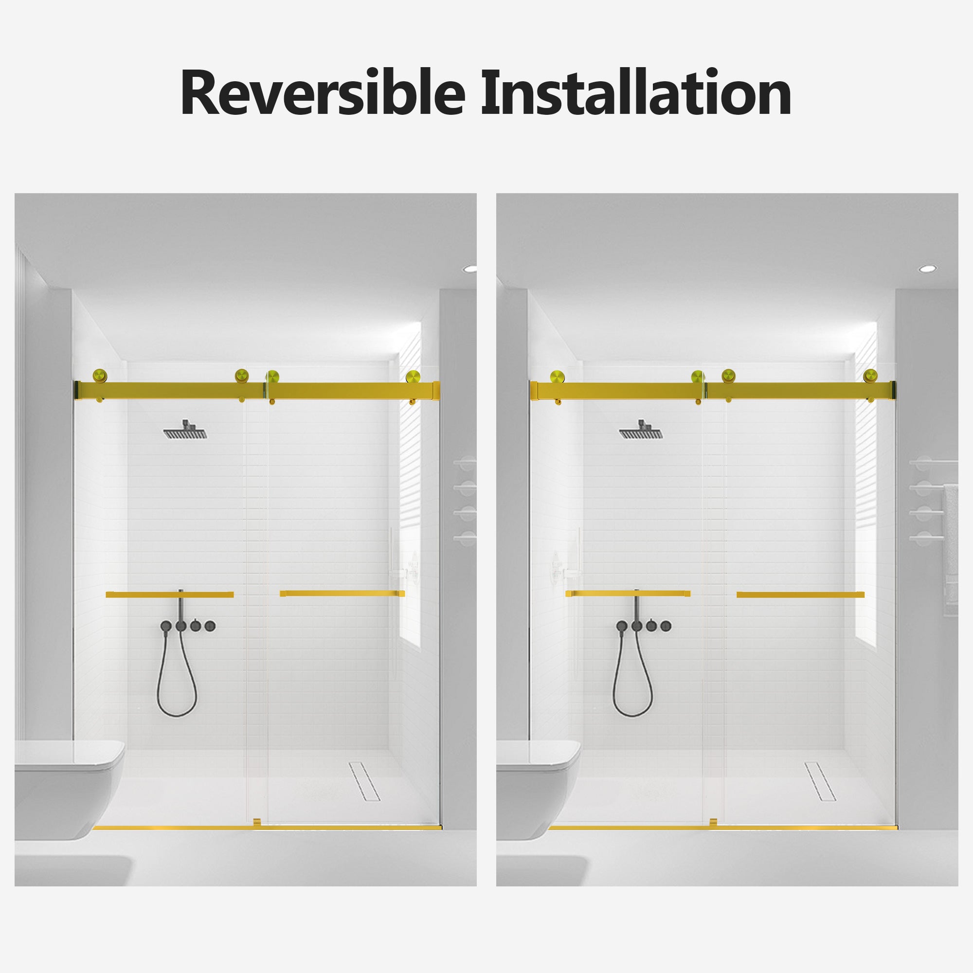 Frameless Double Sliding Soft-Close Shower Door in Brushed
