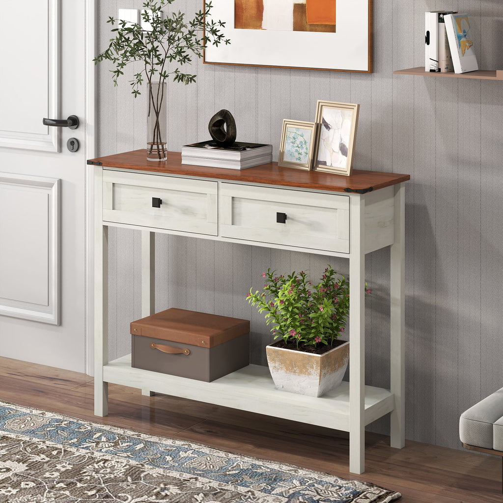 Farmhouse Style Console Table with 2 Drawers