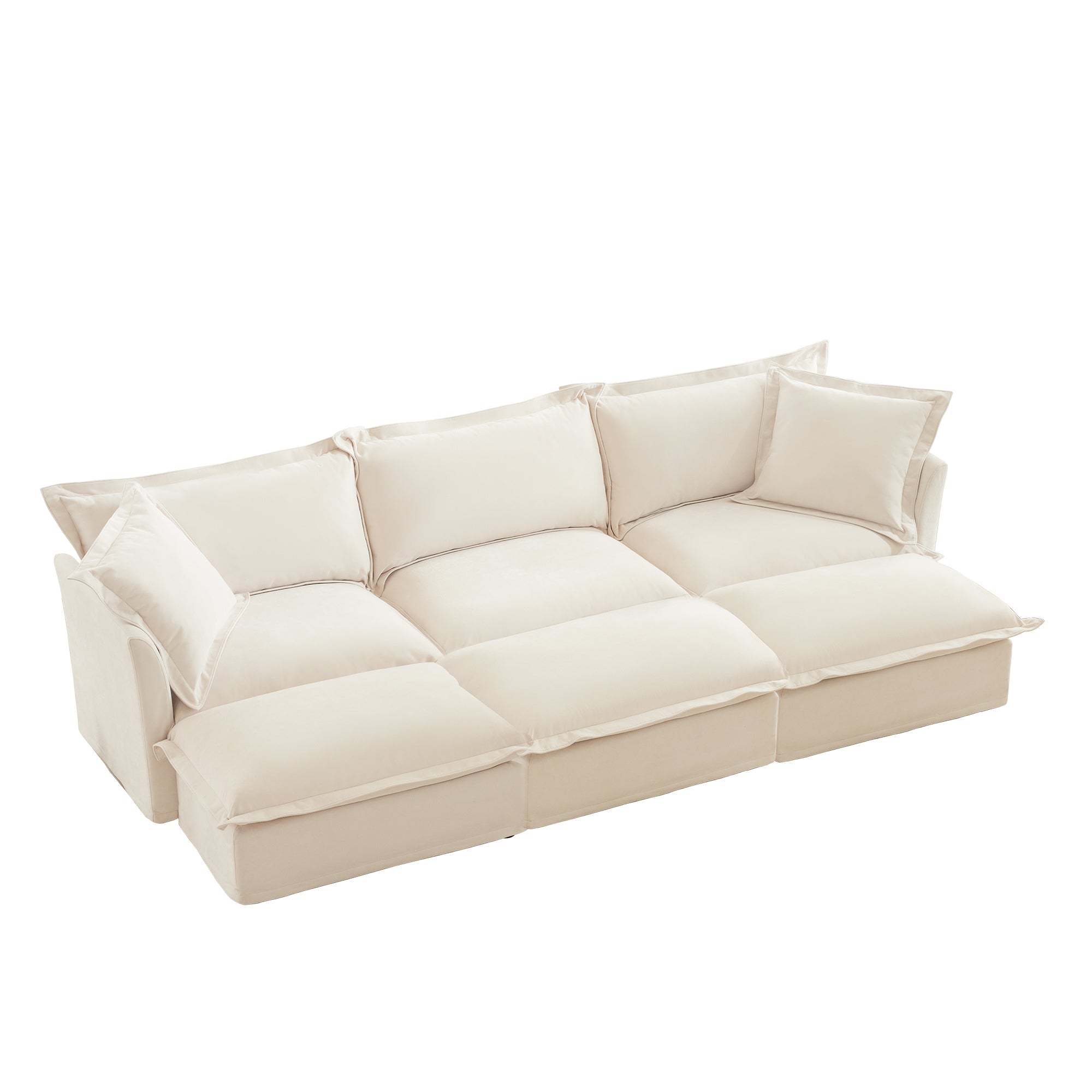 Living Room Sofa Slipcovered Sofa 3 Seater Sofa With 3 Ottomans