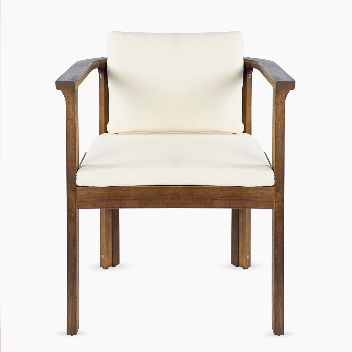 Outdoor Dining Chair Set of 2 with Curved Acacia Wood Arms