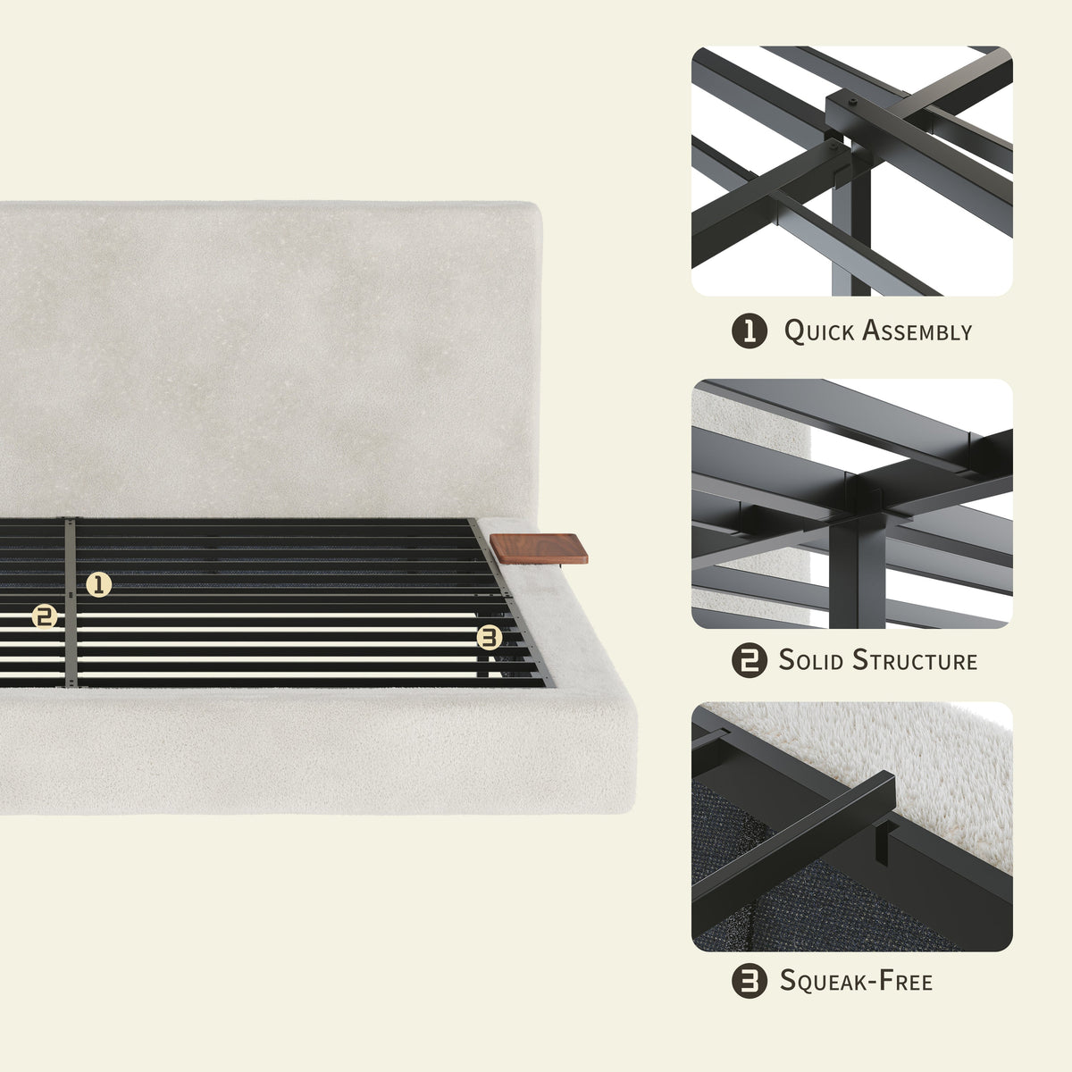 AirFrame King Bed Frame with Adjustable Sliding Side Table