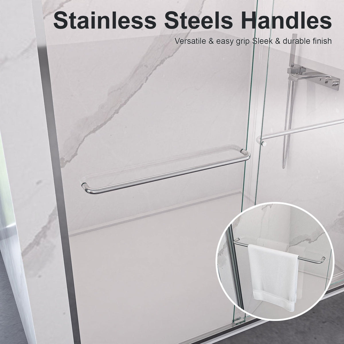 44"-48"W x 72"H Semi-Frameless Double Sliding Shower Door