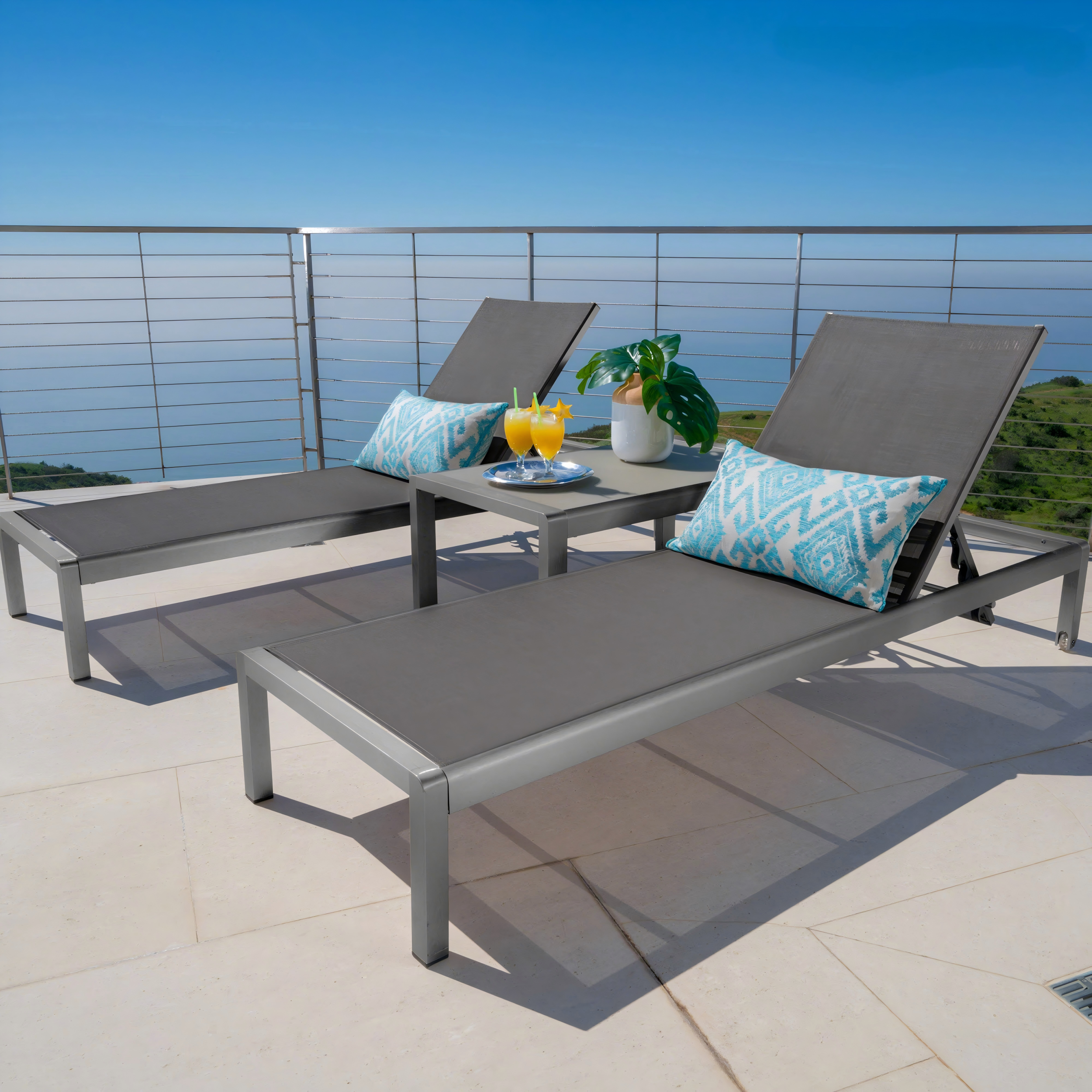 Cape Coral KD Chaise Lounge Grey (Set of 2)