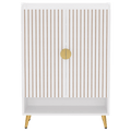 29.6" White and Gold Shoe Cabinet