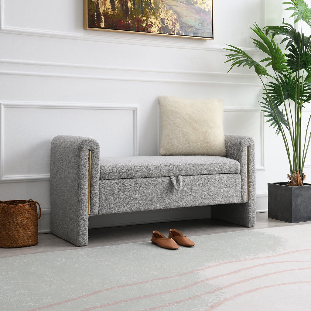 Modern Teddy Bed End Bench with Arms and Storage