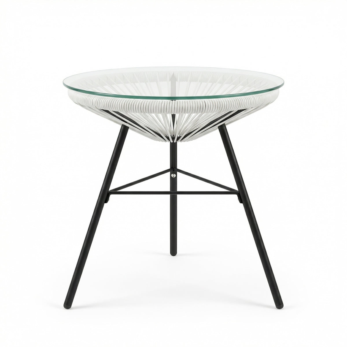 Nusa Outdoor Synthetic Wicker Glass-Top Side Table