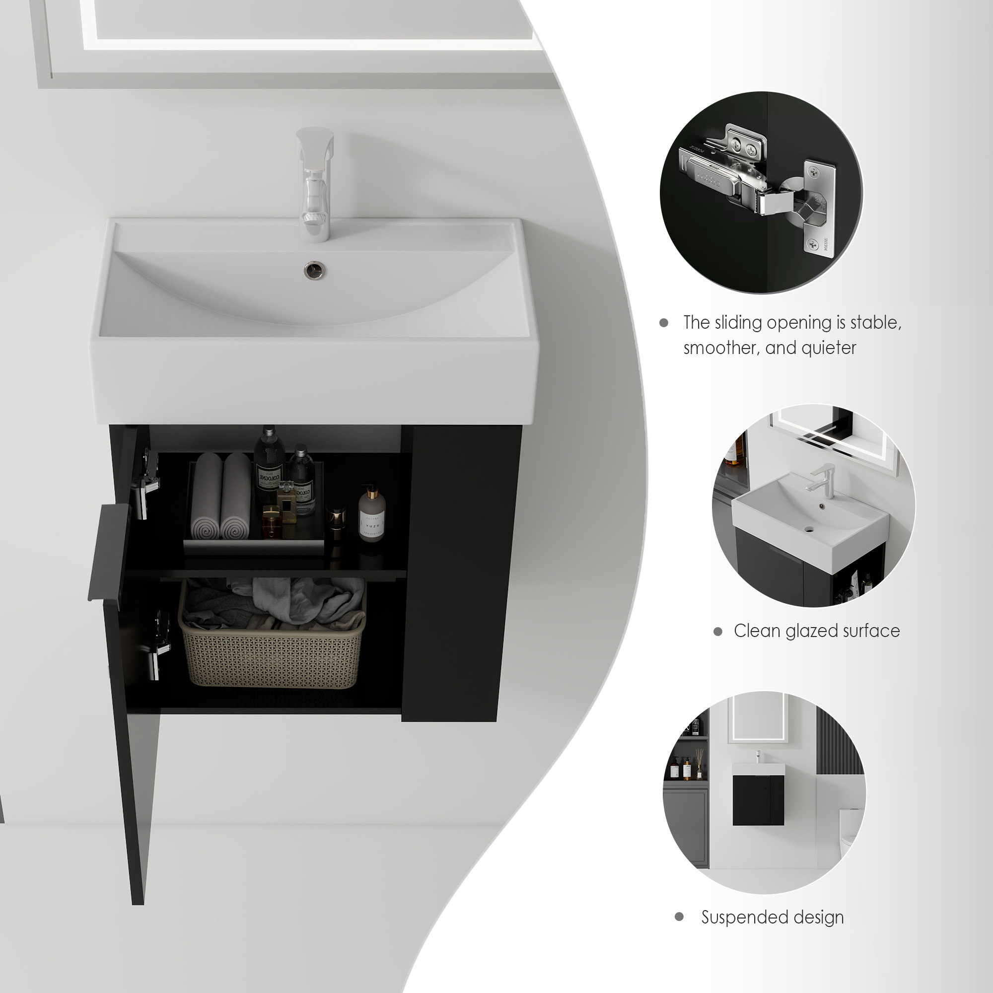 21.6" Floating Bathroom Vanity Combo