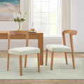 Solid Rubber Wood Dining Chairs (Natural Oak+Beige) - Set of 2