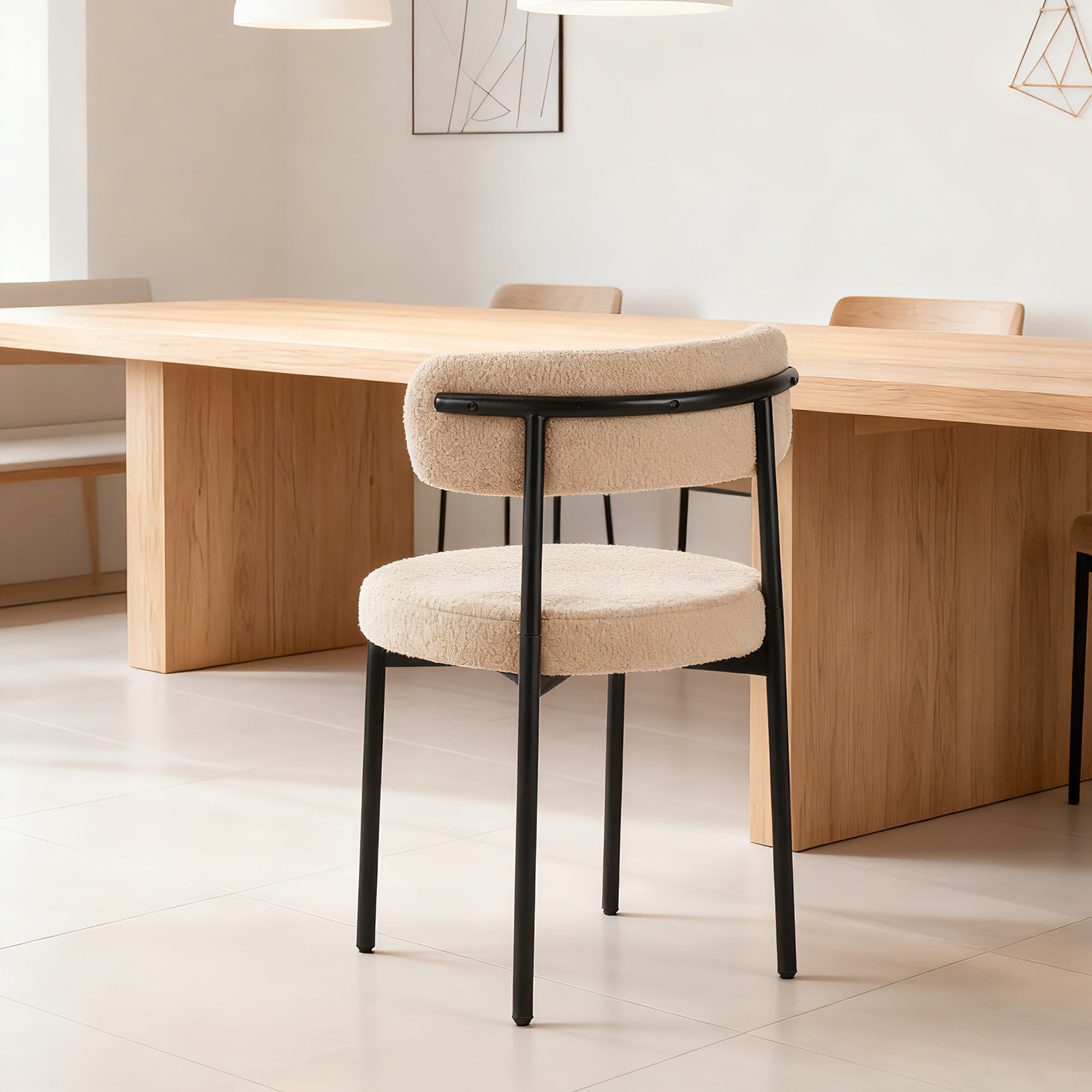 Medieval Modern Dining Chair Set, 4 Pieces, Round Seat Cushions