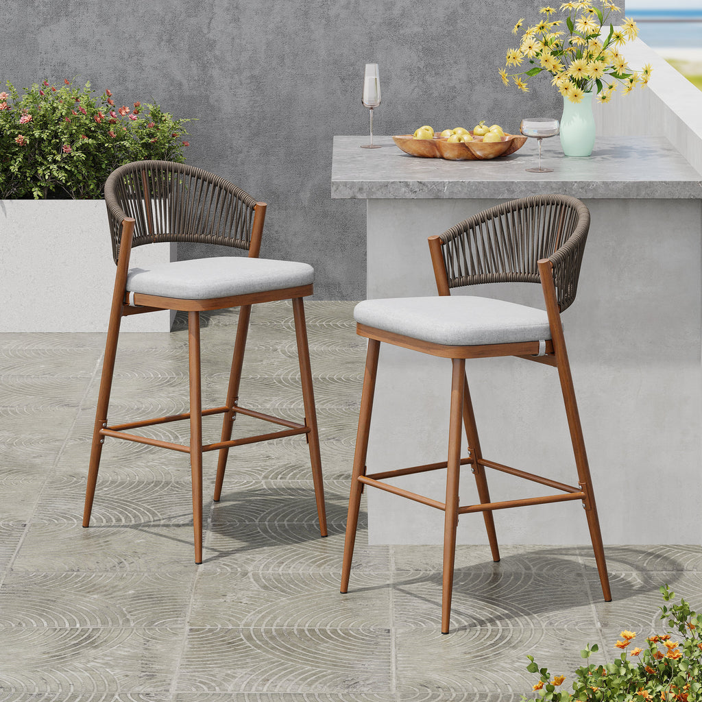 Outdoor 30.25" Seat Height Aluminum Frame Barstools