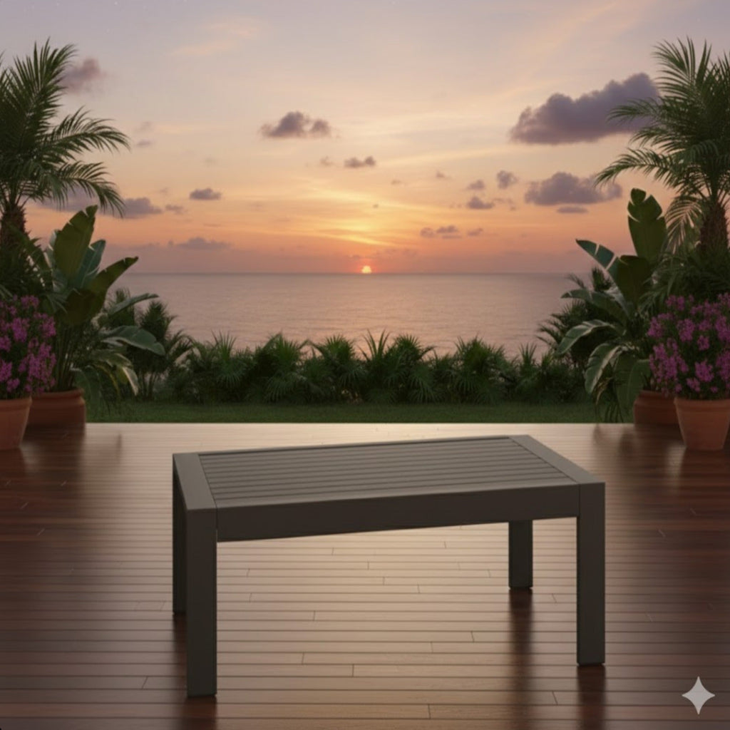 43" x 24" All-Weather Metal Outdoor Coffee Table