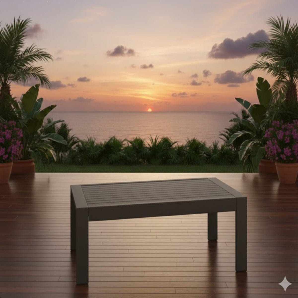 43" x 24" All-Weather Metal Outdoor Coffee Table
