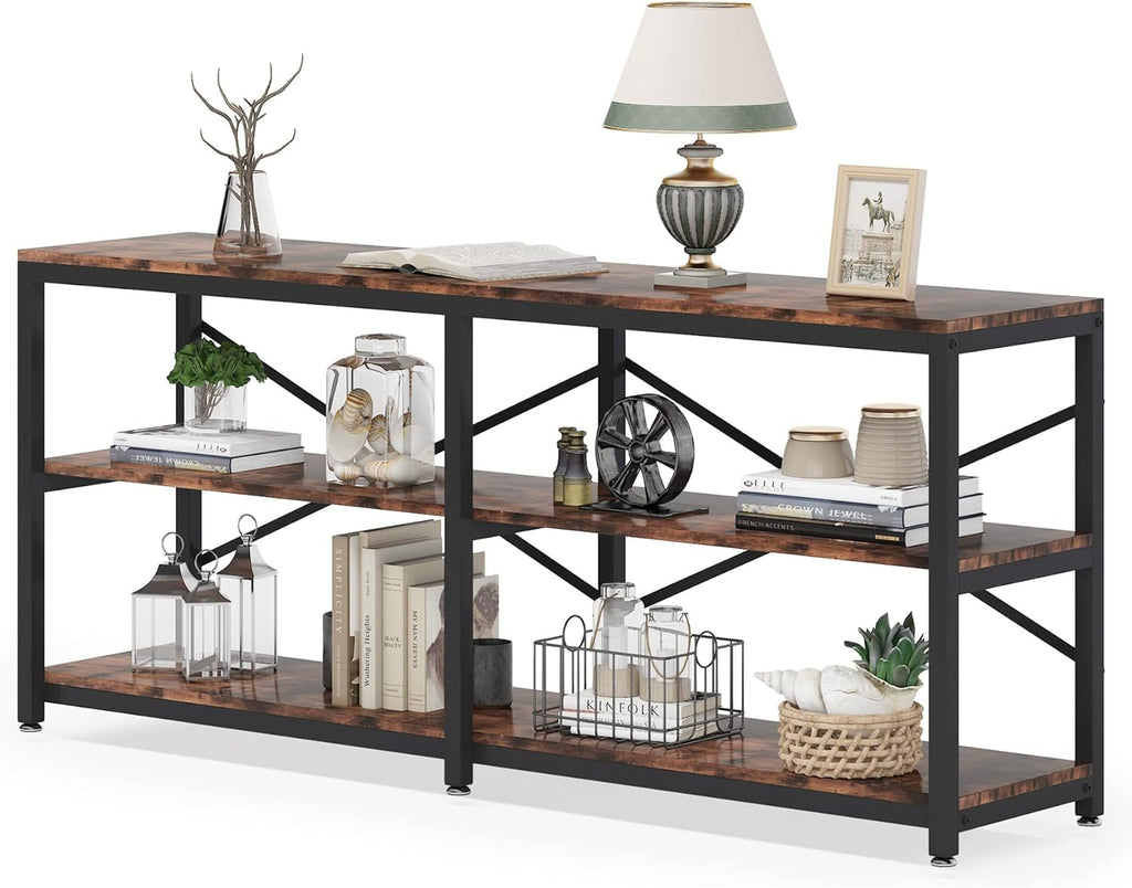 70.9" Extra Long Console Table with Storage Shelves
