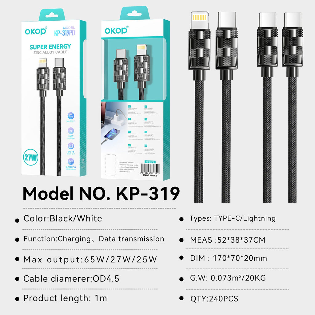 KP-319 Fast Charging Cable Data Transfer Charging