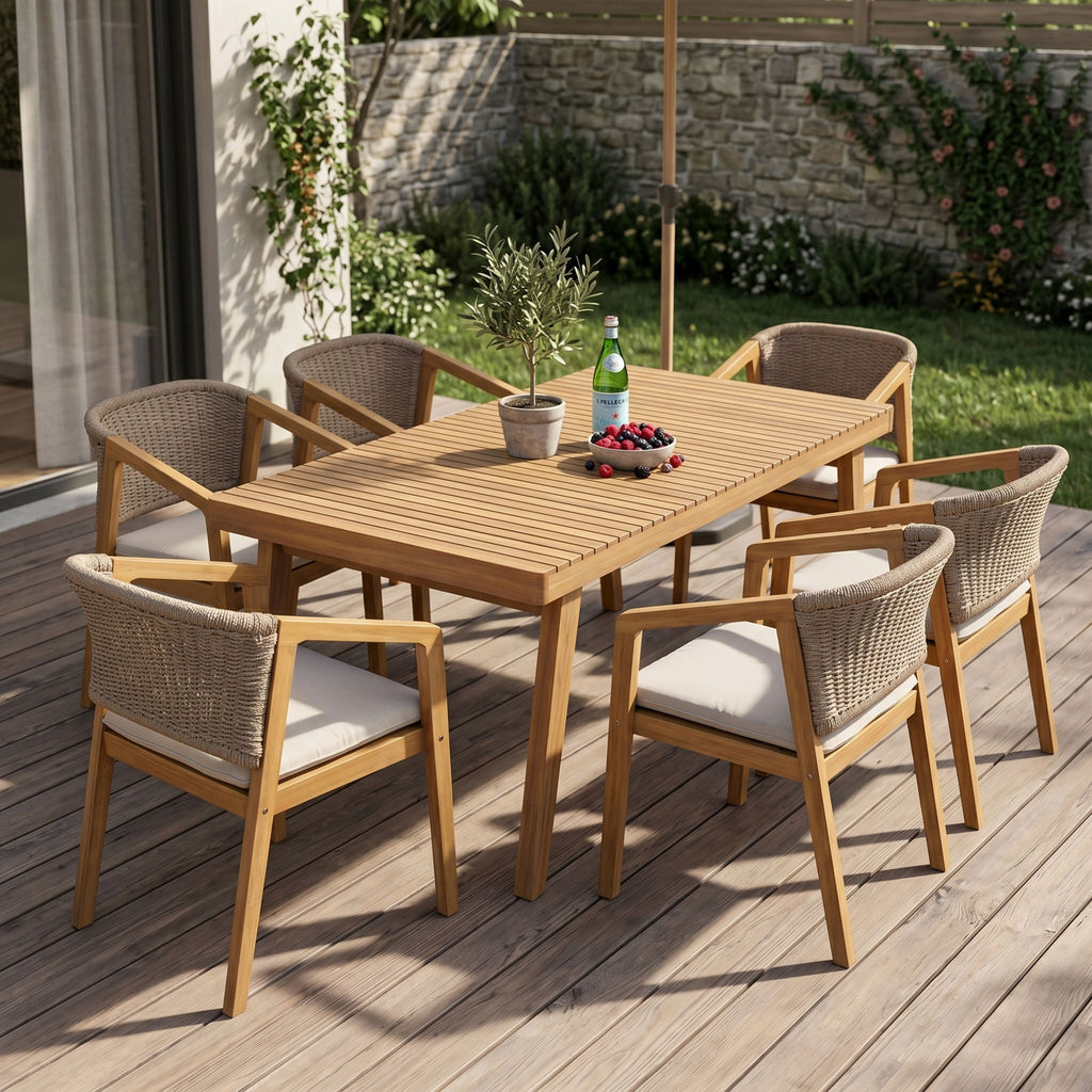 7-Piece Outdoor Acacia Wood Dining Set