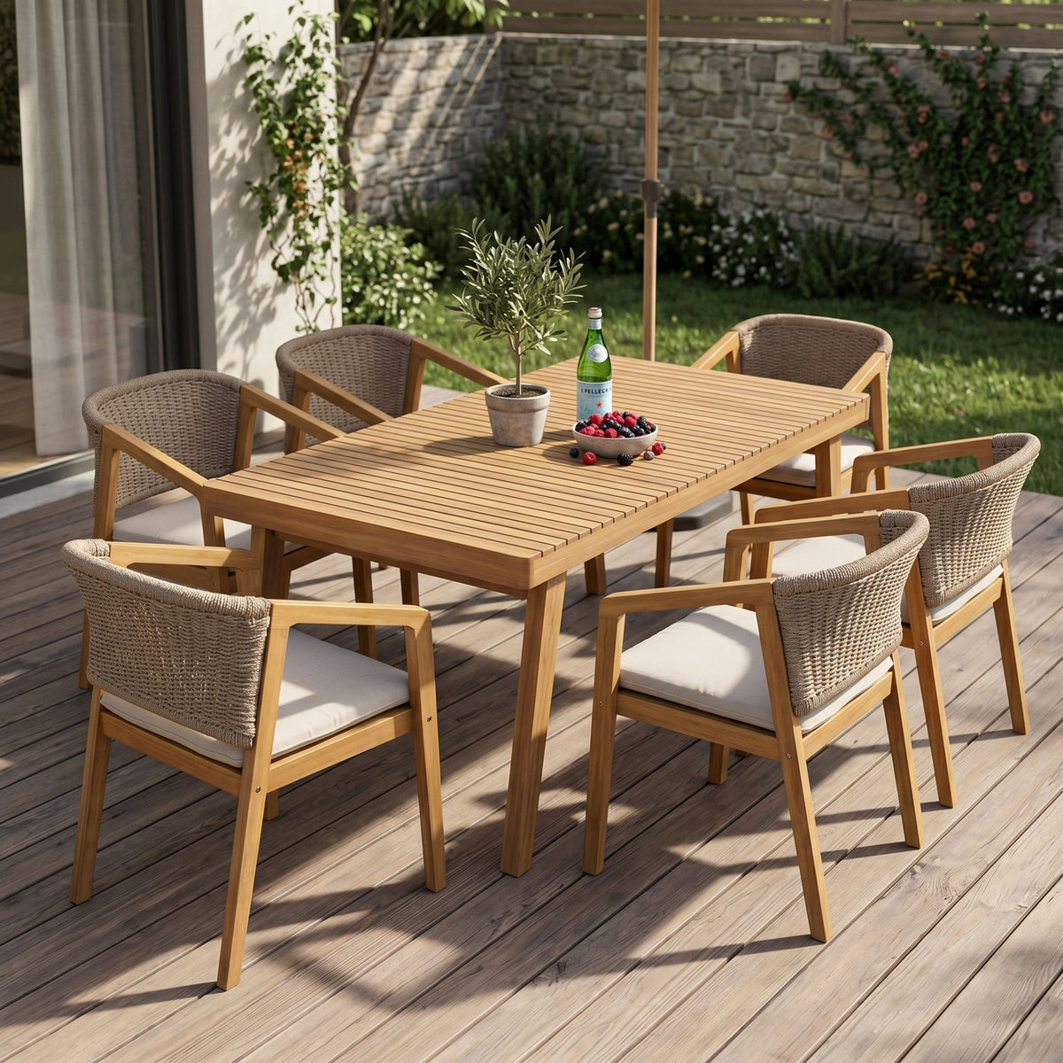7-Piece Outdoor Acacia Wood Dining Set