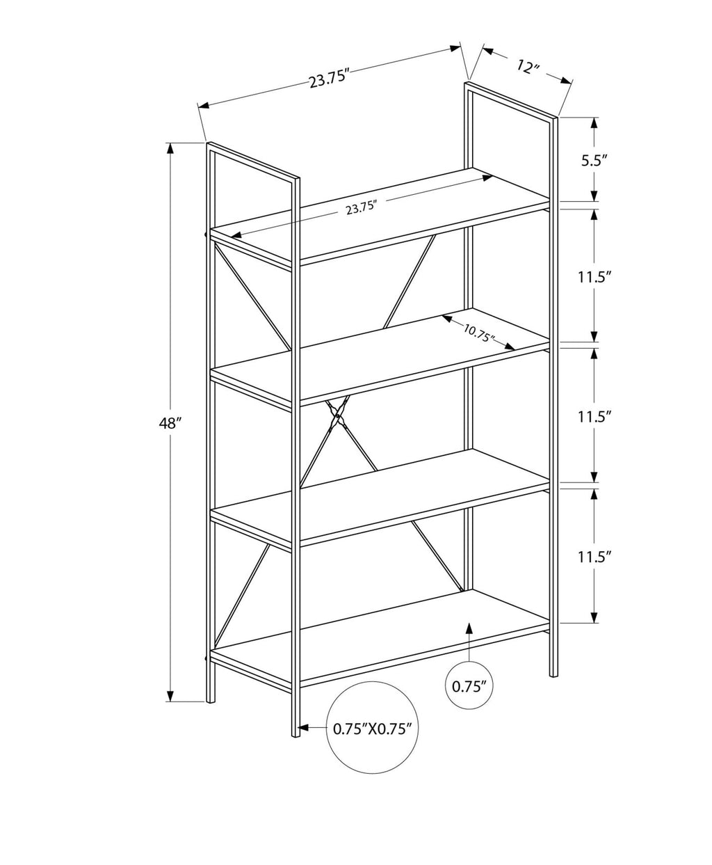 4 Tier Bookshelf Bookcase