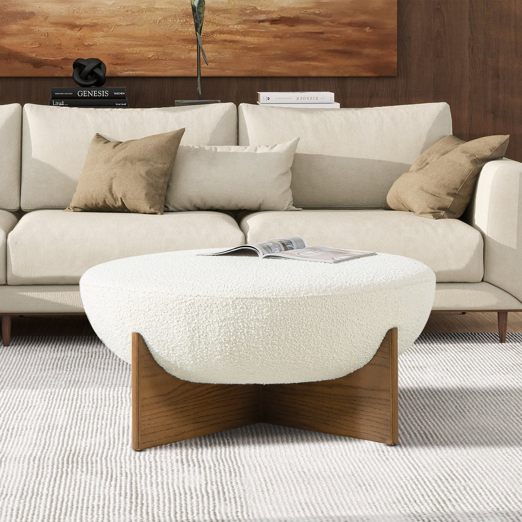 Bali 37" Round Upholstered Cocktail Ottoman