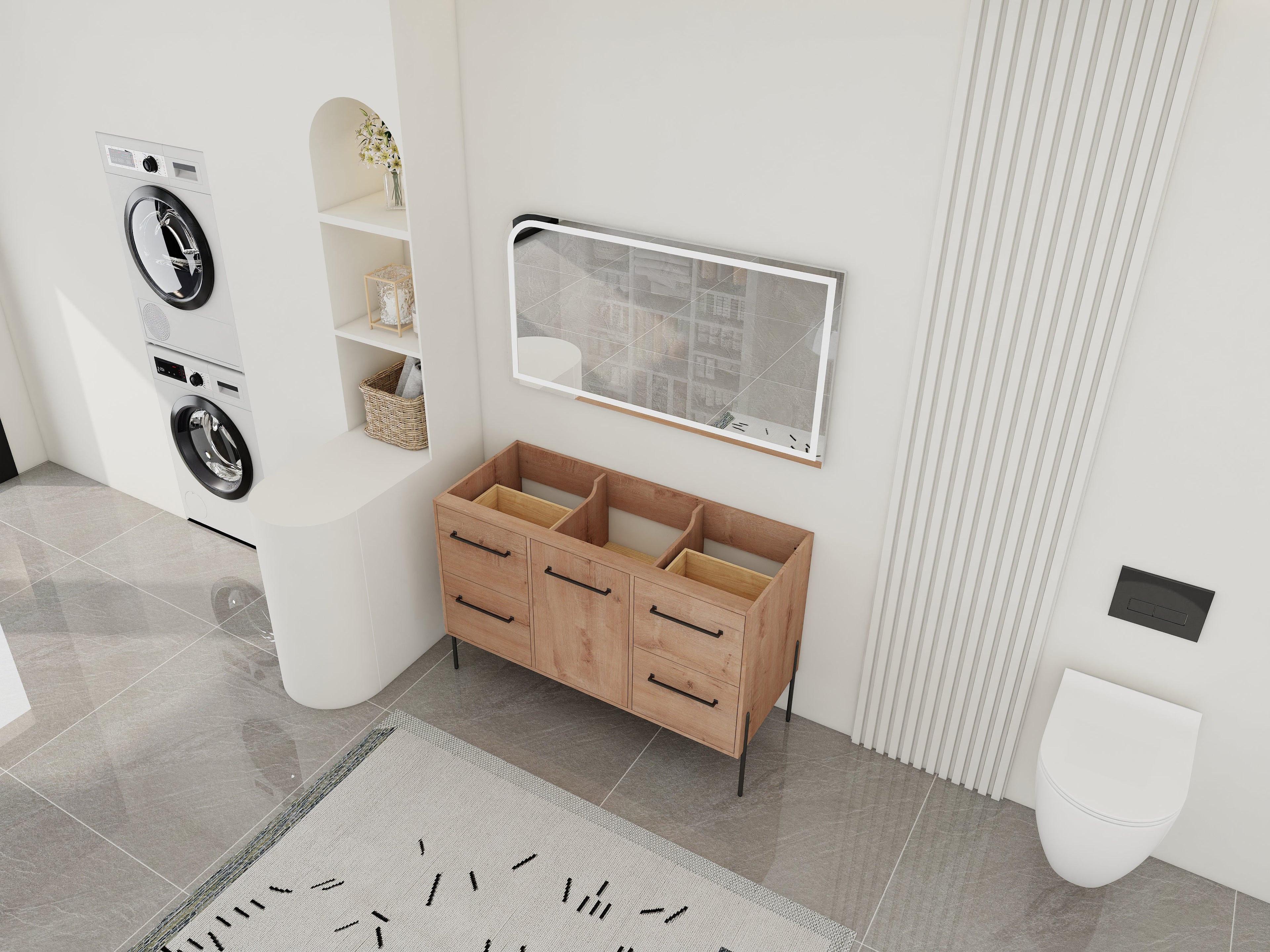 48" Freestanding Bathroom Vanity with Soft-Close Cabinet Door and 4 Drawers