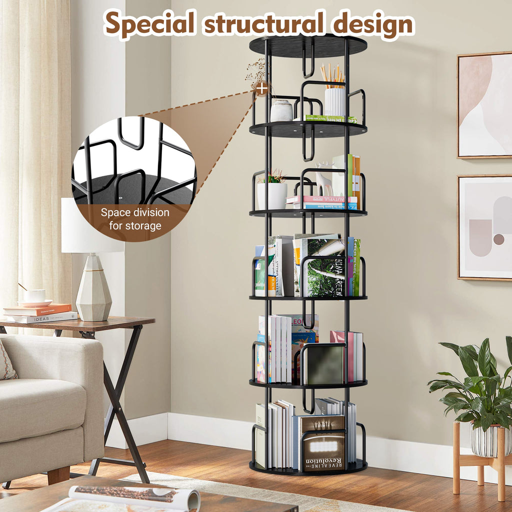 Rotating Bookshelf Tower - 5 Tier