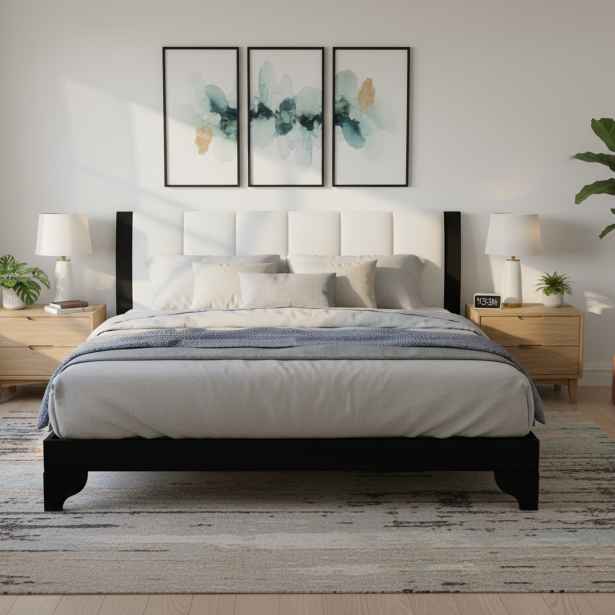 Queen Size Bed Frame in Black and White