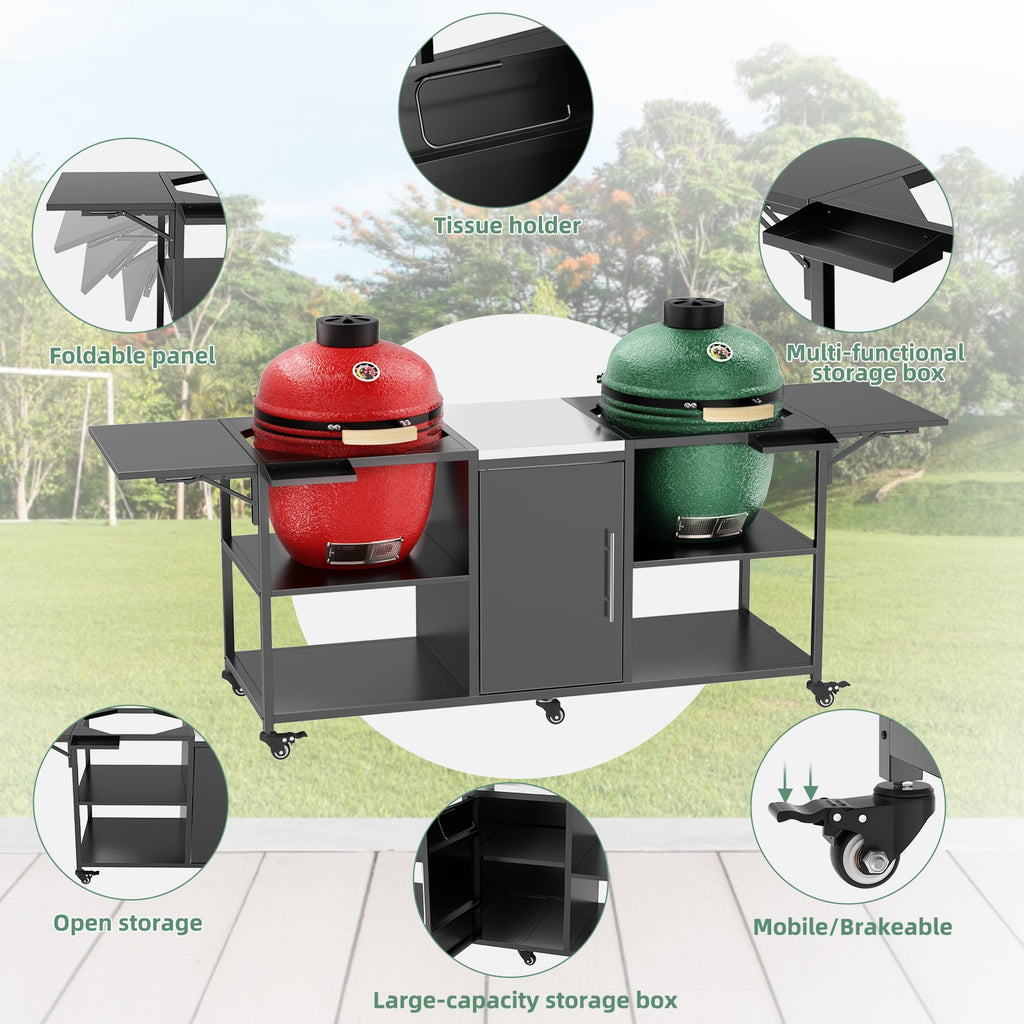 Outdoor Grill Cart for Two Big