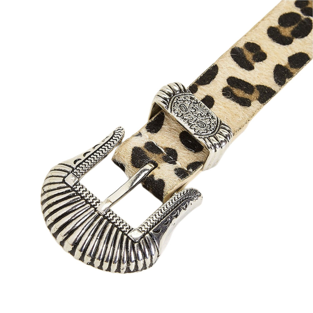 European And American New Retro Carved Imitation Horse Hair Leopard Print Fashion Y2K Dopamine Western Buckle Belt Cross-Border Women's Belt