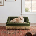 Duchess 33" Medium Princess Pet Bed Sofa with Fringe Skirt, Olive