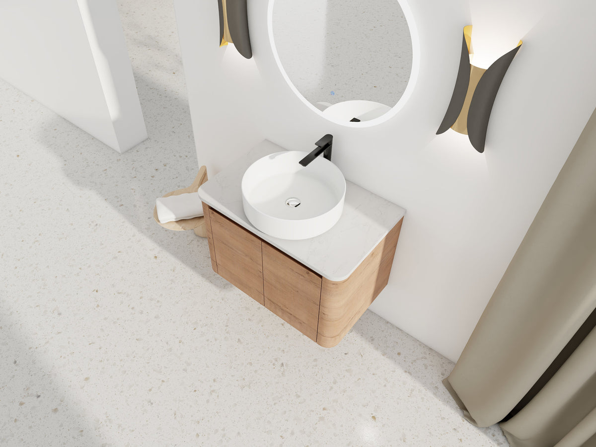 30'' Wall-Mounted Bathroom Vanity With Ceramic Art Sink