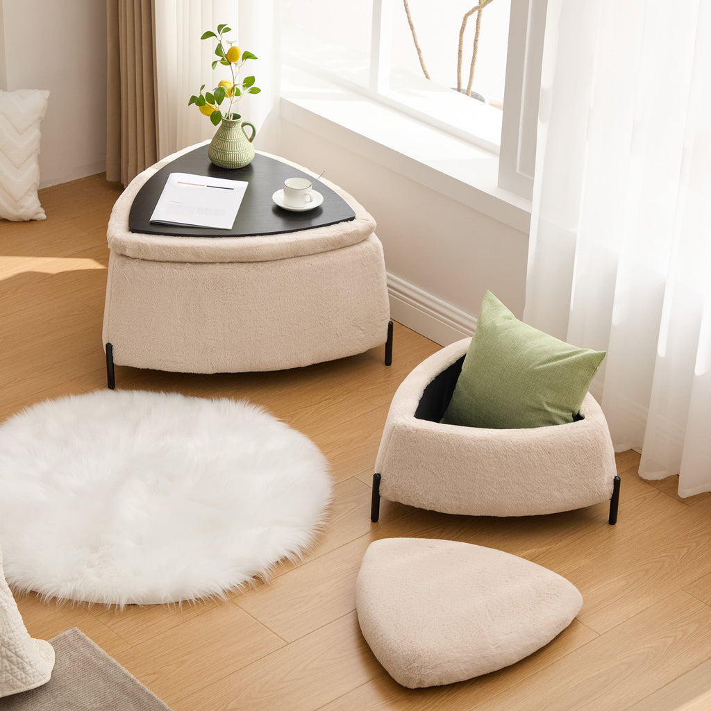 29.9" Wide 2-Piece Upholstered Storage Ottoman Set