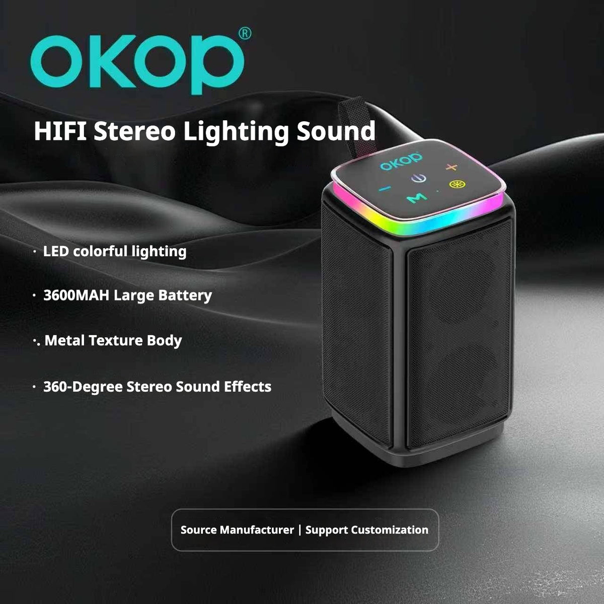 KP-562 Portable Mini Bluetooth Speaker Dual-Magnet Subwoofer RGB Lighting Wireless TF Card Support Hot-Selling Cross-Border Item