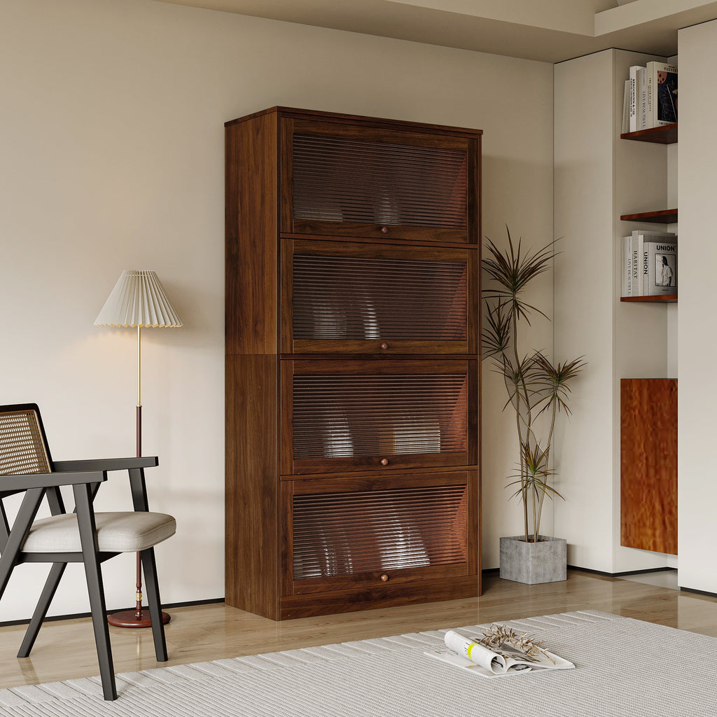 Contemporary Closed Back Glass Doors Office Storage Cabinet