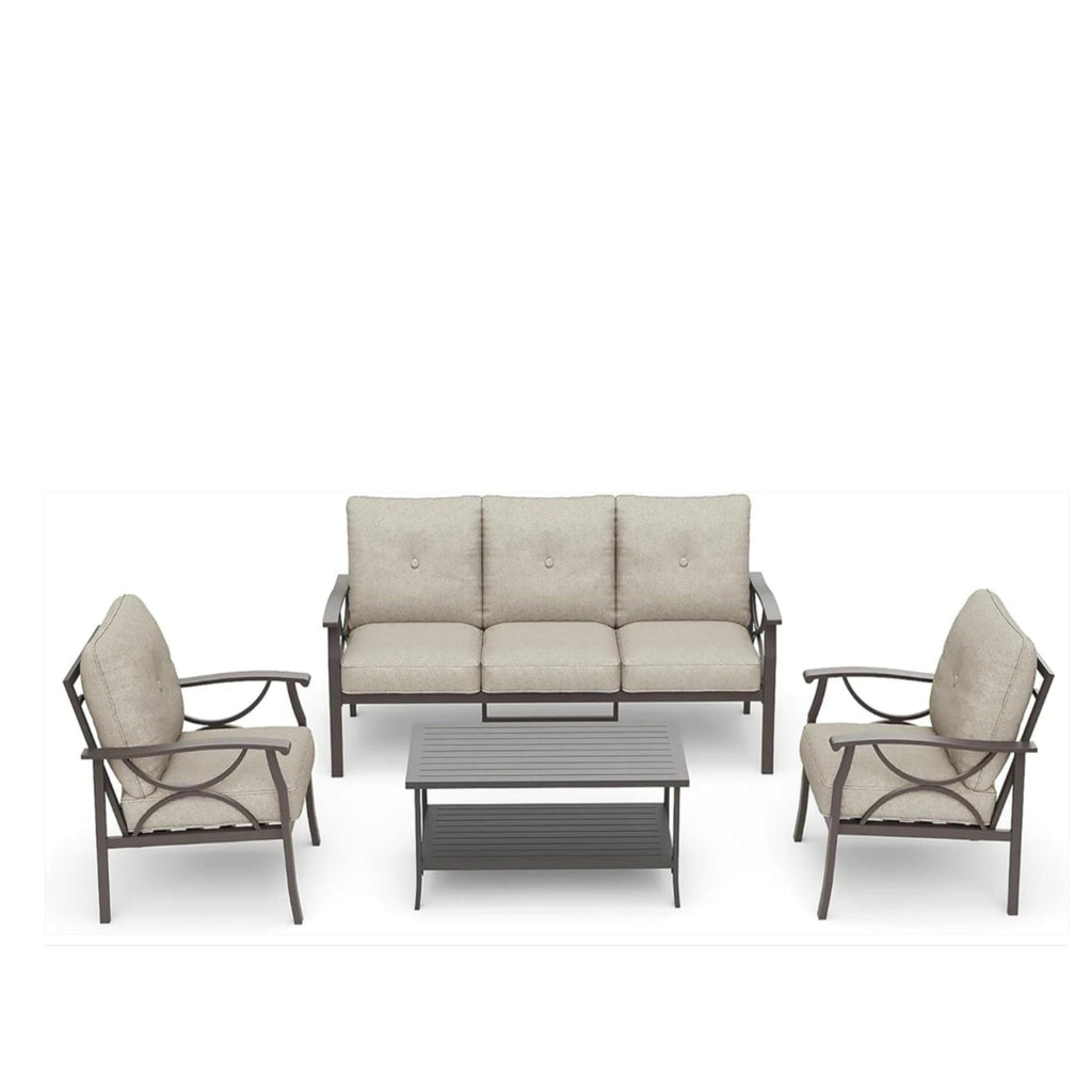 5-Piece Metal Patio Furniture Set, 5-Seat All-Weather Conversation Sofa