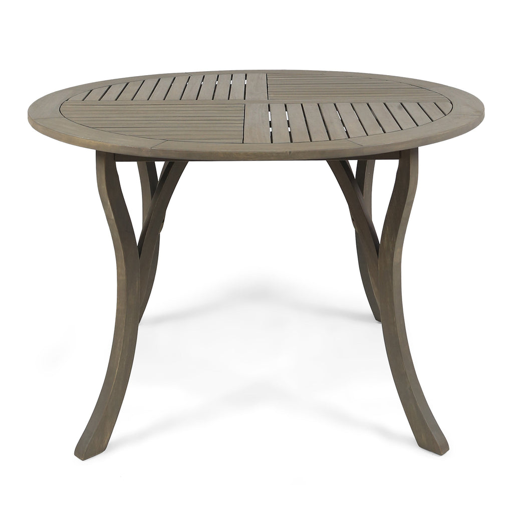 Outdoor Acacia Wood Round Dining Table with Curved Legs