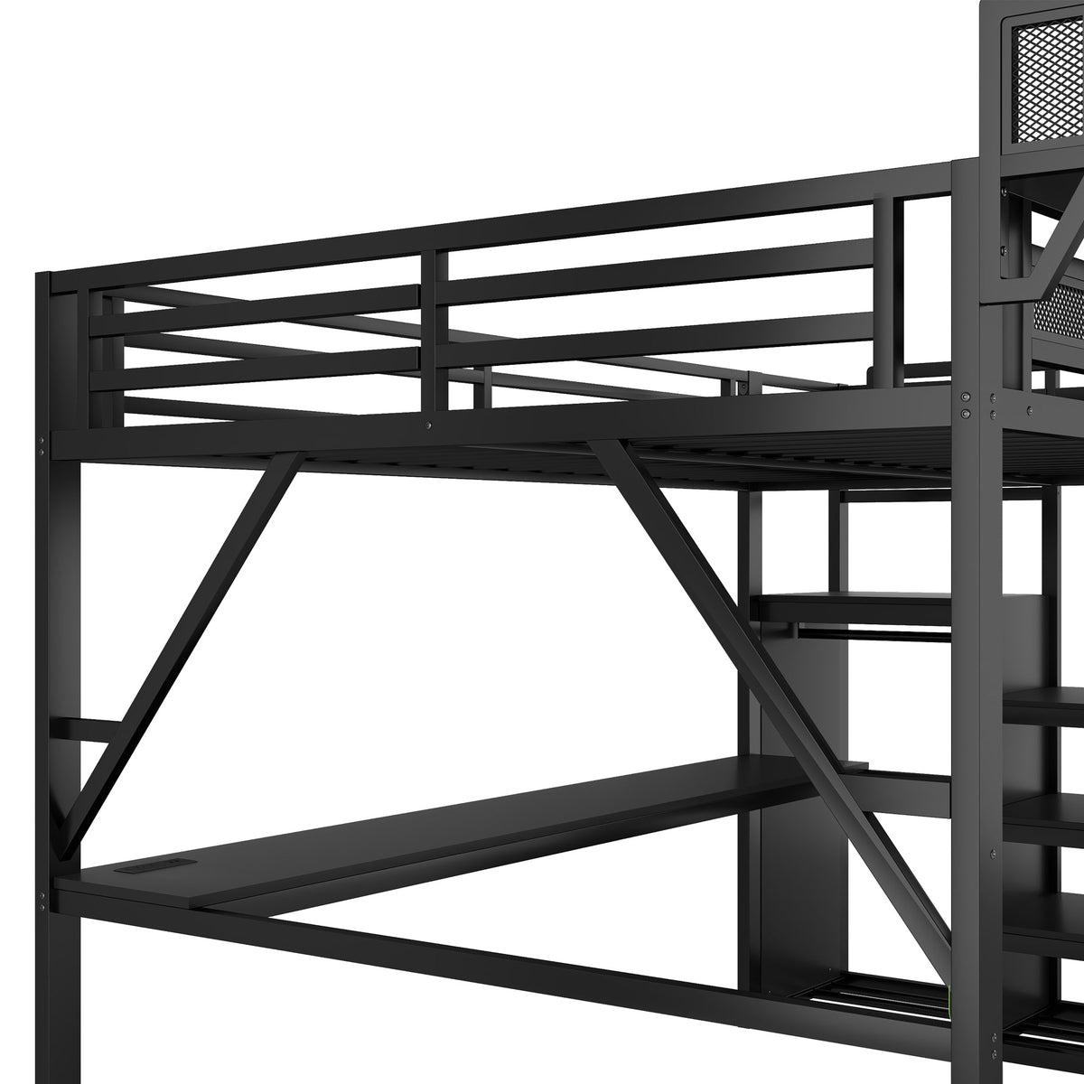 Full Loft Bed with Desk and Charging Station