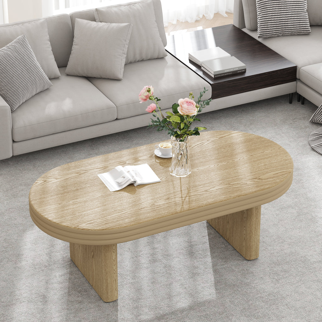 Mid Century Modern Oval Fluted Coffee Table